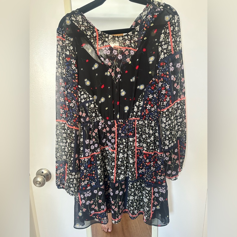 BCBGeneration Black Dress with Floral Design